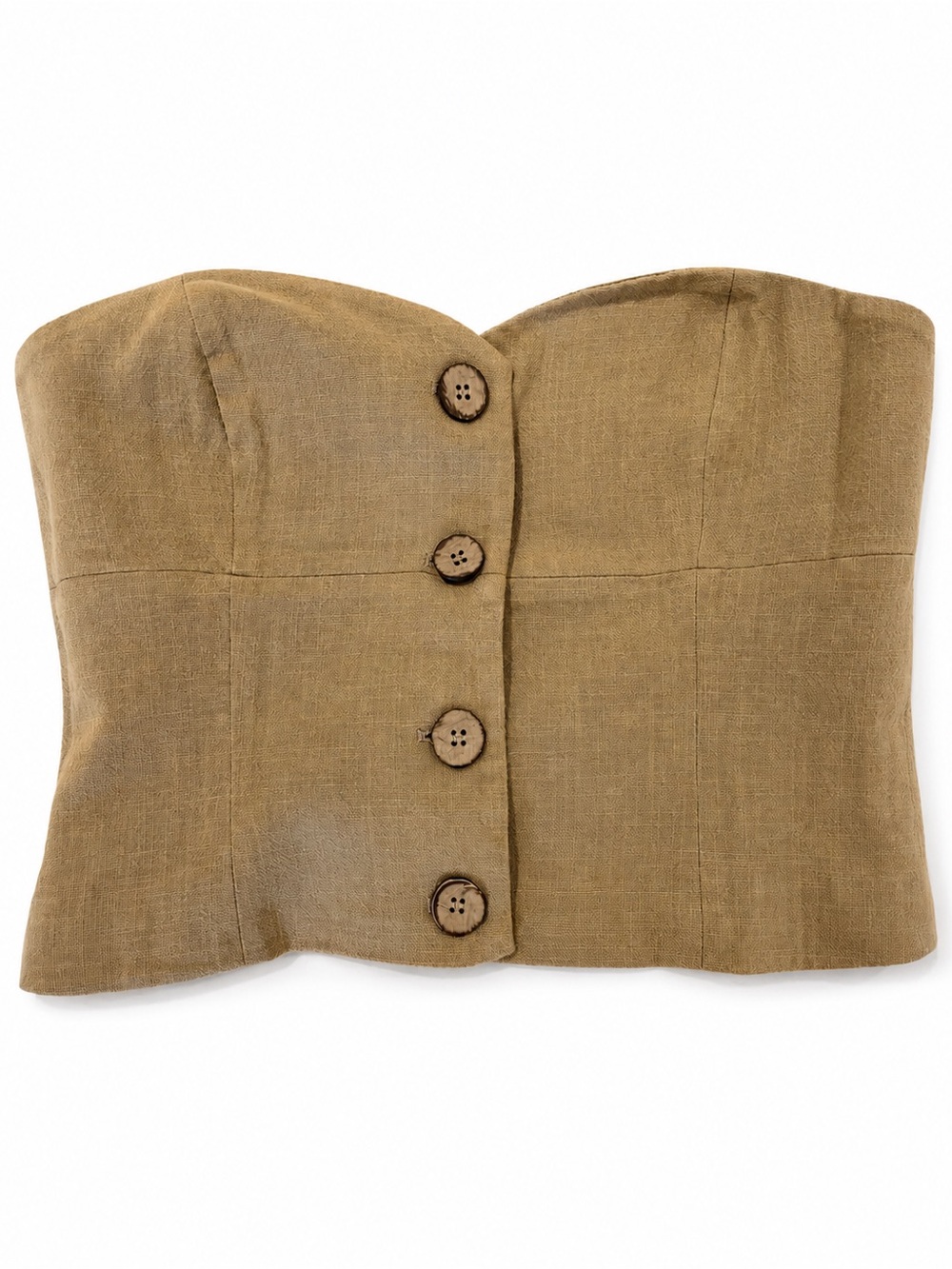 Zara Tan Strapless Button-Front Crop Top